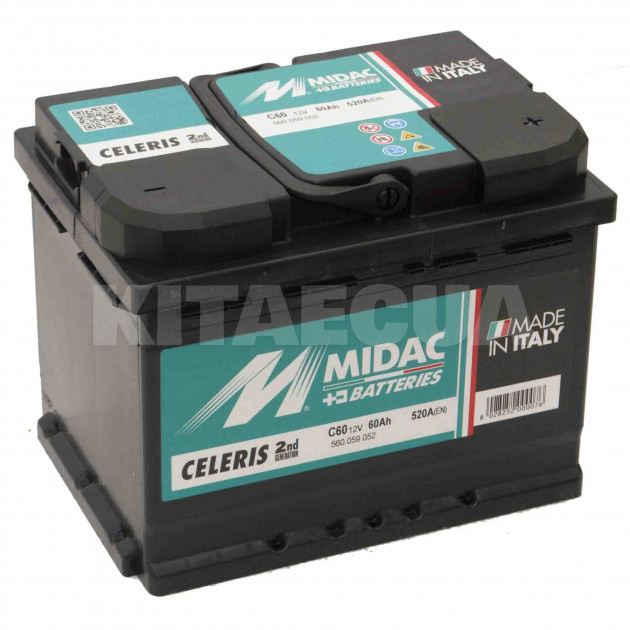 Аккумулятор 60Ач Euro (T1) 242x175x190 с обратной полярностью MIDAC (560.059.052) - 3