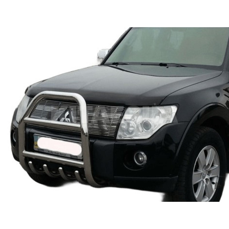 Кенгурятник QT007 Mitsubishi Pajero Wagon III нержавеющая сталь CAN (dug629113) - 3