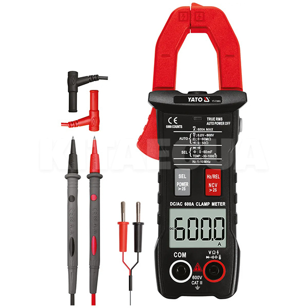 Мультиметр цифровой 0-600 В с токовыми клещами YATO (YT-73093) - Kitaec.ua Мультиметр цифровой 0-600 В с токовыми клещами YATO (YT-73093)