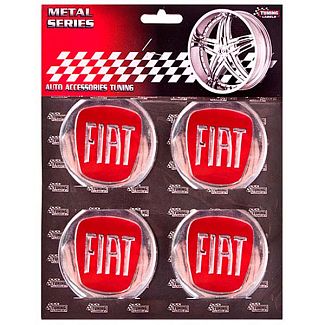 Наклейки на колпаки D60 мм "FIAT" красные VITOL