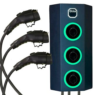 Зарядная станция для электромобиля 36 кВт 32А 3-фазы c 2-мя портами Type 2 (европейское авто) + T Octa Energy