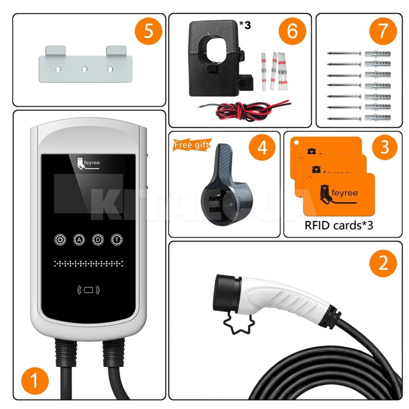 Зарядка для электромобиля Type 2 22 кВт 32А 3-фазы Pisces DLB (FY22-32-3P-T2-PIS-DL) - 2