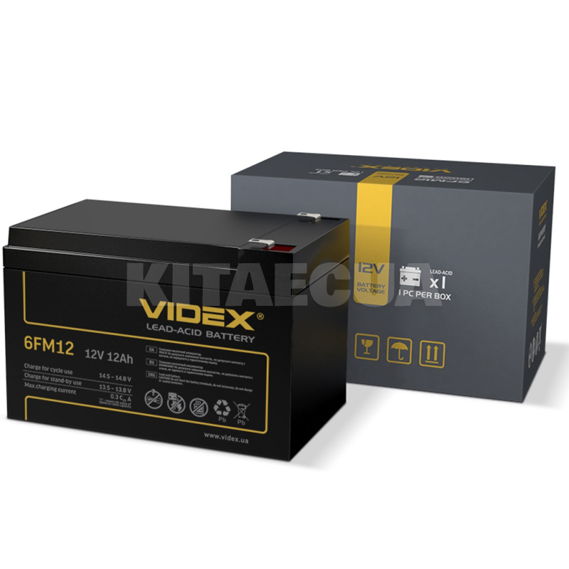 Аккумулятор автомобильный 12Ач "+" слева VIDEX (6FM12-1CB)