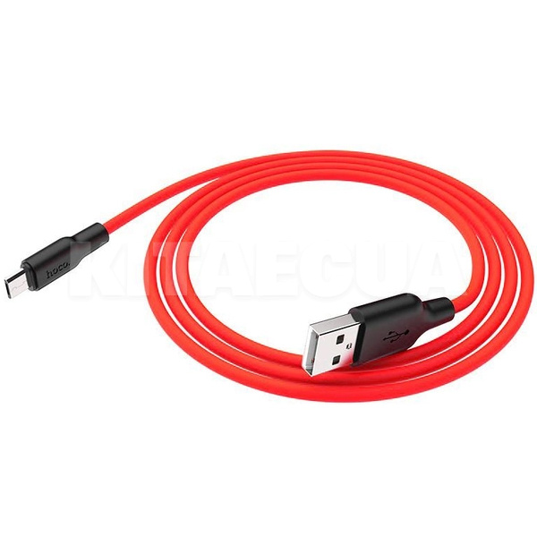 Кабель USB microUSB 2.4А X21 Plus Silicone 2м чорно/червоний HOCO (278940073) - 2