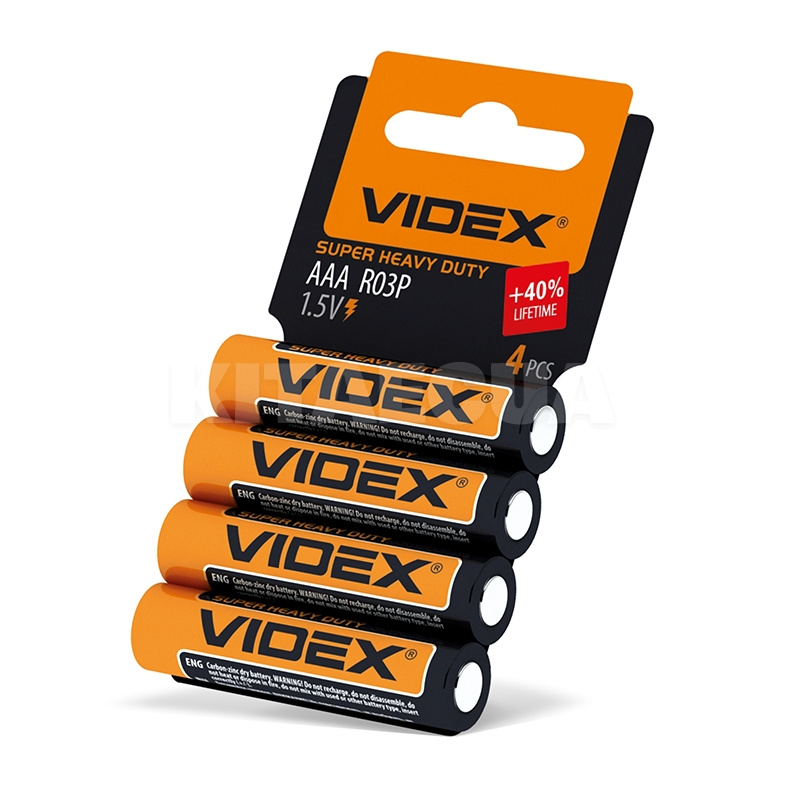 Батарейка сольова 1.5 У SHRINK CARD 4 шт. VIDEX (R03P-AAA 4pcs SC)