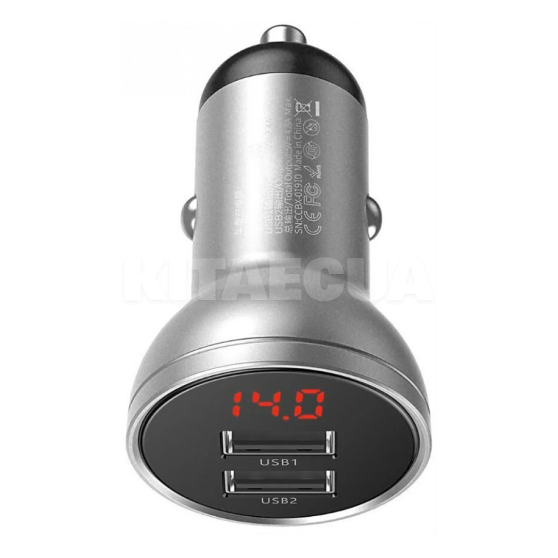 Автомобильное зарядное устройство 2хUSB 4.8A 24W серый BASEUS (CCBX-0S-Baseus) - 2