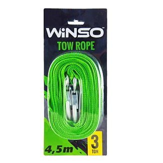 Трос буксировочный зеленый с крюком 3т 4.5м Winso
