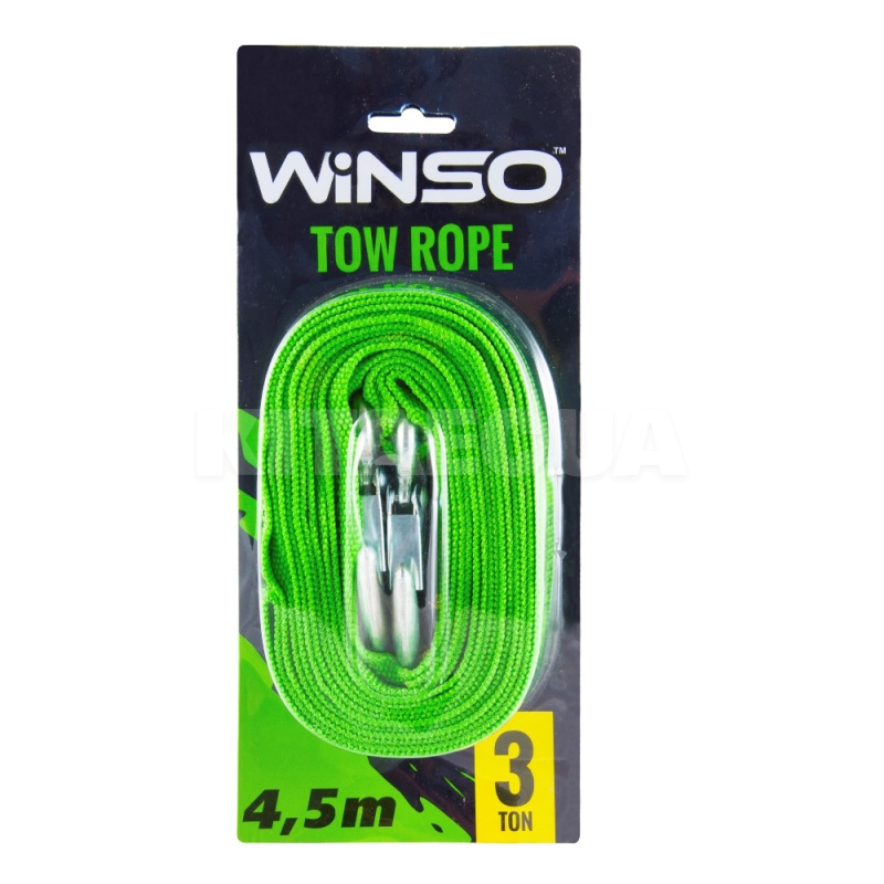 Трос буксировочный зеленый с крюком 3т 4.5м Winso (133450)