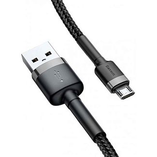 Кабель USB - microUSB Cafule 1.5А 2м серый/черный BASEUS