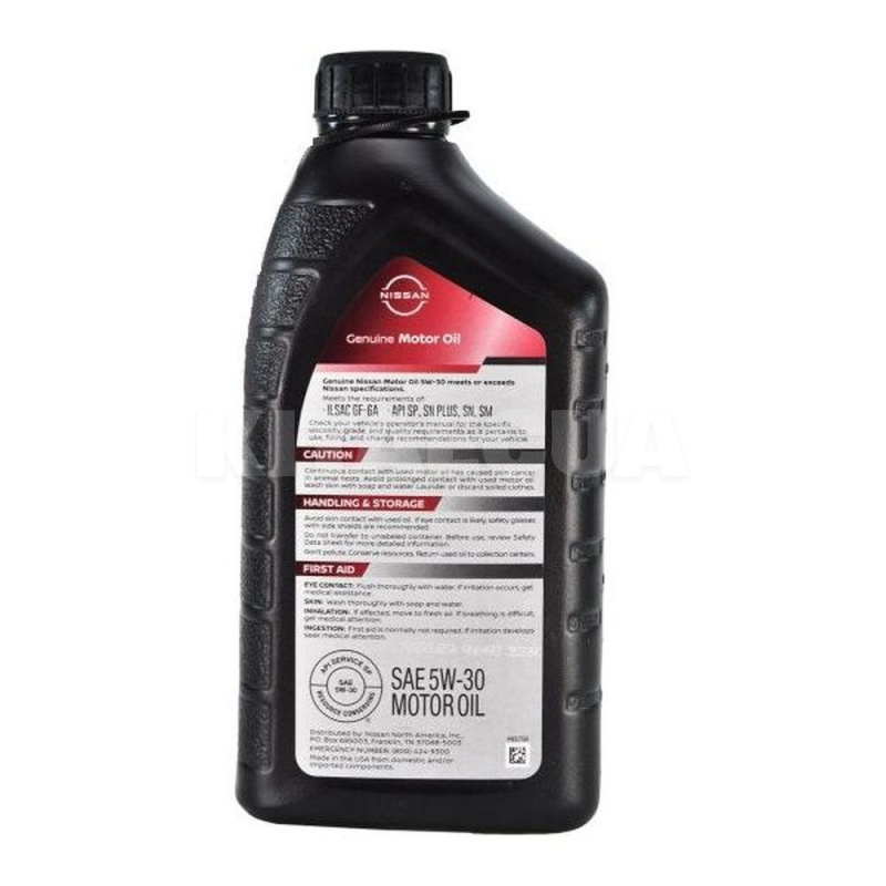 Масло моторное синтетическое 0.946л 5W-30 Motor Oil NISSAN (999PK005W30N) - 2