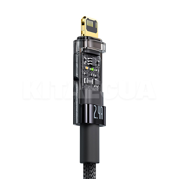 Кабель USB Lightning 2.4A автоматичне відключення 2м чорний BASEUS (CATS000501) - 2