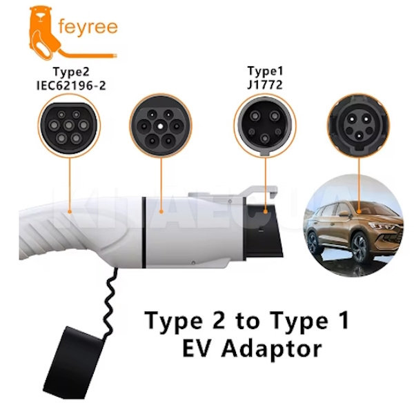 Переходник Feyree 7.4 кВт 32А 1-фаза Type 2 - Type 1 с замком FEYREE (P-T2T1L) - 4