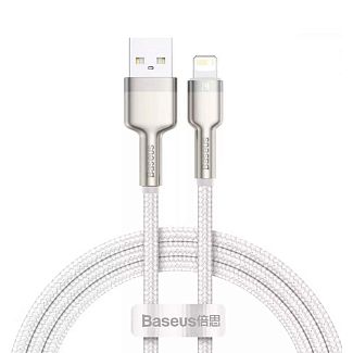 Кабель USB - Lightning 2.4A Cafule Metal 1м белый BASEUS
