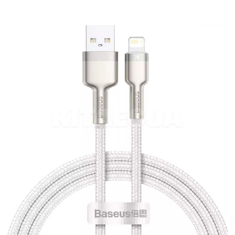 Кабель USB Lightning 2.4A Cafule Metal 1м білий BASEUS (CALJK-A02)