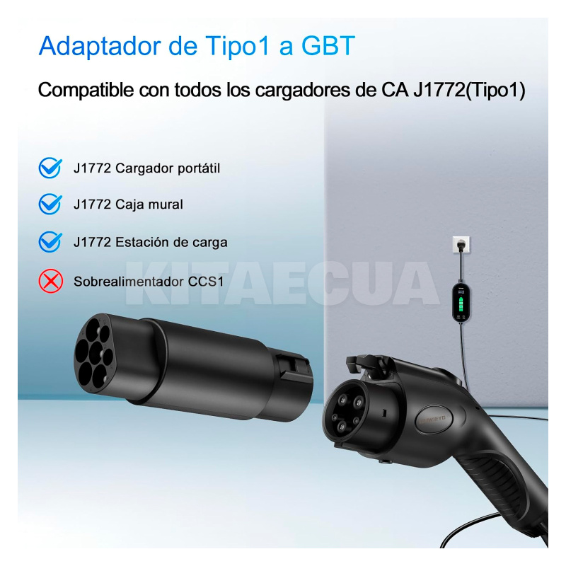 Переходник 7.4 кВт 32А 1-фаза Type 1 (станция) - GB/T AC (китайское авто) GUWIEYG (P-T1GBT) - 3