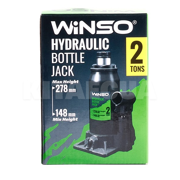 Домкрат гидравлический бутылочный до 2т (148мм-278мм) картонная упаковка Winso (170200) - 2