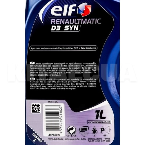 Масло трансмісійне синтетичне 1л (в ГУР) ATF Renaultmatic D3 SYN ELF (213873) - 3