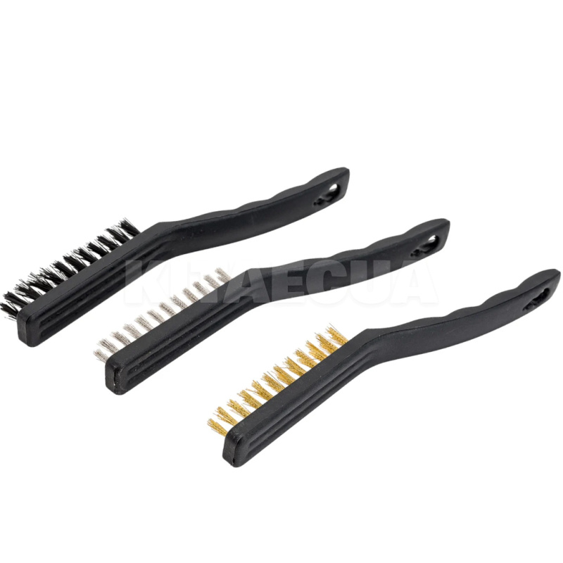 Щетки по металлу 3-рядные сталь-медь-нейлон с пластиковой ручкой 3шт. VOREL (06964) - 3