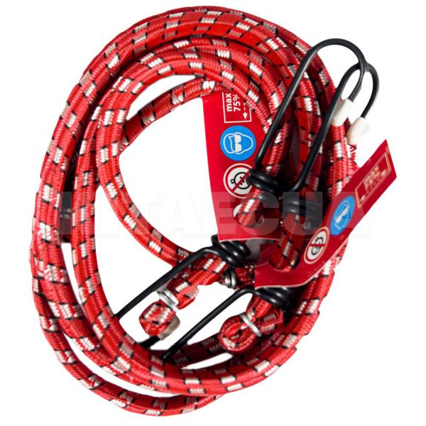 Ремень стяжной с крюками ELASTIC STRAP эластичный 1м комплект 2шт BOTTARI (18225-IS)