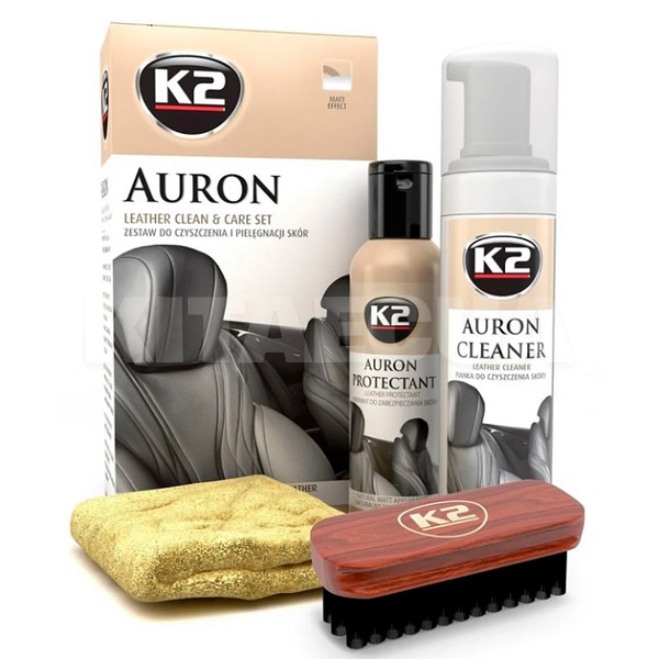Набор по уходу за кожей салона Auron Set с щеткой и микрофиброй K2 (G420)