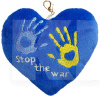 Подушка в машину декоративна "Серце-брелок Stop the war" синя Tigres (ПД-0431)