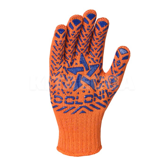 Перчатки рабочие универсальные трикотажные оранжевые XL с синей звездой DOLONI (564)
