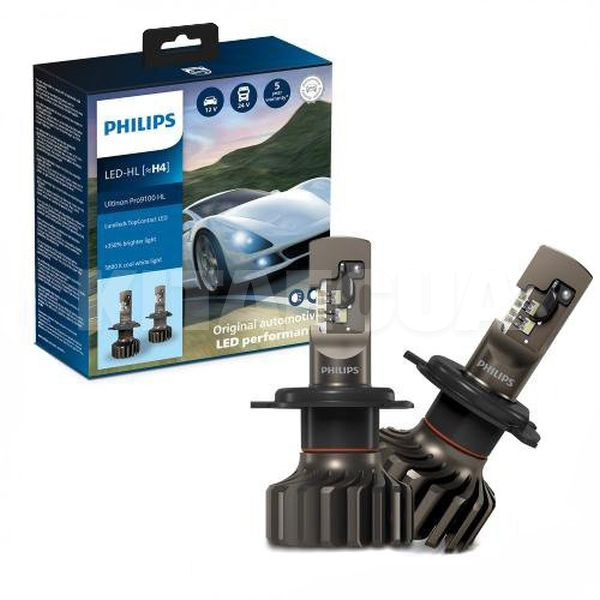 LED лампа для авто Ultinon Pro9100 HL P43t 18W 5800K (комплект) PHILIPS (11342U91X2)