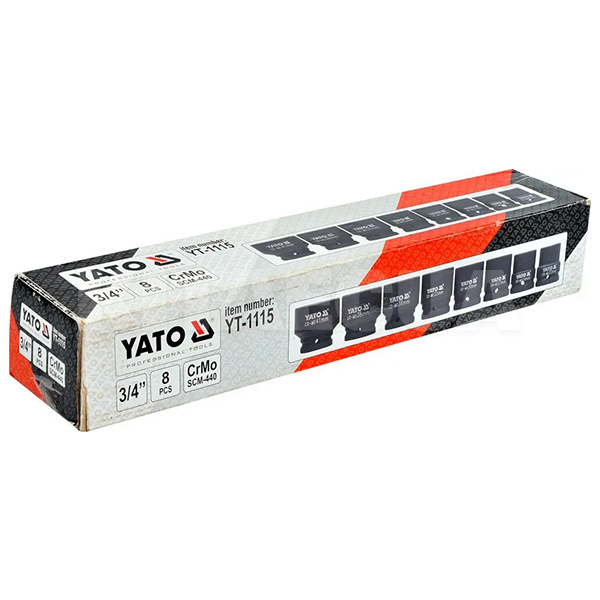 Набір торцевих головок ударних 3/4" М 22-41 мм 8 предметів YATO (YT-1115-YATO) - 3