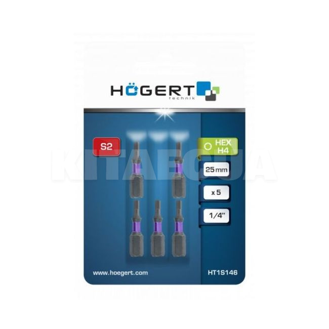 Біта ударна H4 1/4" 25 мм 5 штук HOGERT (HT1S146) - 2