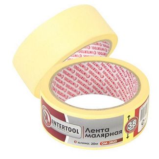 Малярна стрічка 38 мм x 20 м жовта Intertool