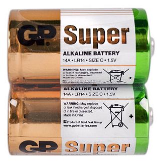 Батарейка цилиндрическая щелочная С 1,5 В 2 шт. в блистере SUPER ALKALINE GP