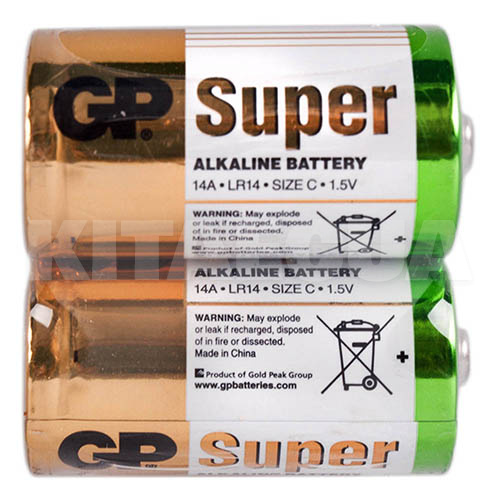 Батарейка цилиндрическая щелочная С 1,5 В 2 шт. в блистере SUPER ALKALINE GP (4891199006463)