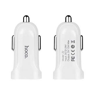 Автомобильное зарядное устройство Z2 single-port car charger White HOCO