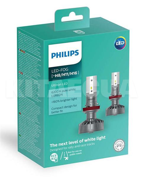 Светодиодная Лампа 12V 9W H16, H8, H11 Ultinon PHILIPS (PS 11366 ULW X2)