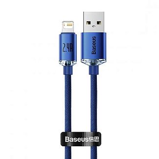 Кабель USB - Lightning 2.4А Crystal Shine Series 2м синий BASEUS