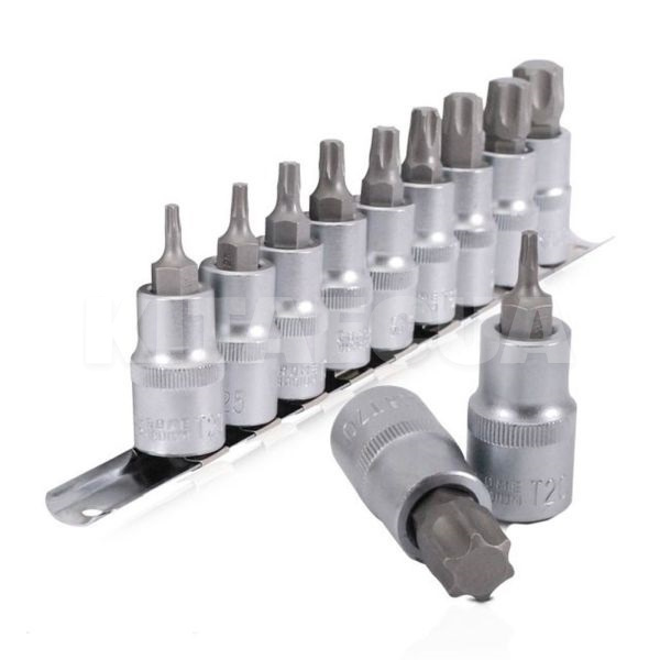 Набор торцевых головок TORX на планке 1/2" 9 предметов Т20-T70 Intertool (HT-1849)