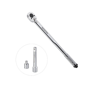 Динамометрический ключ 1/2" с переходником и удлинителем 28-210Нм Intertool