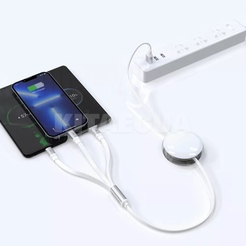 Кабель 3in1 USB to Type-C/Micro USB/Lightning 3А 1.2м белый PROOVE (557710003) - 3