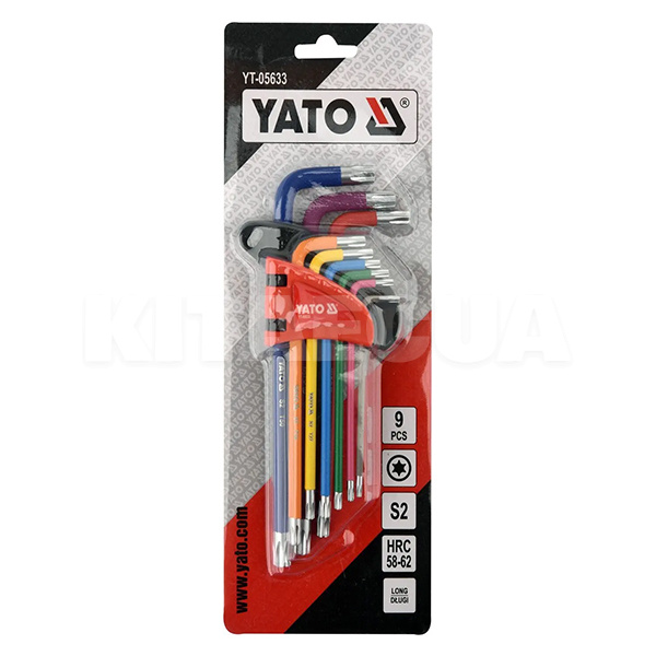 Набор ключей TORX Г-образных 9 предметов Т10-Т50 YATO (YT-05633) - 2