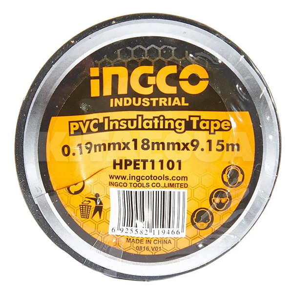 Ізолента 9.15м х 18мм чорна INGCO (HPET1101) - 2