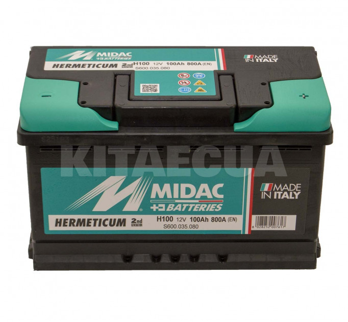 Акумулятор автомобільний 100Ач 800А "+" праворуч MIDAC (S600.035.080) - 2