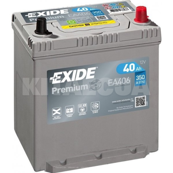 Акумулятор автомобільний 40Ач 350А "+" праворуч EXIDE (EA406)