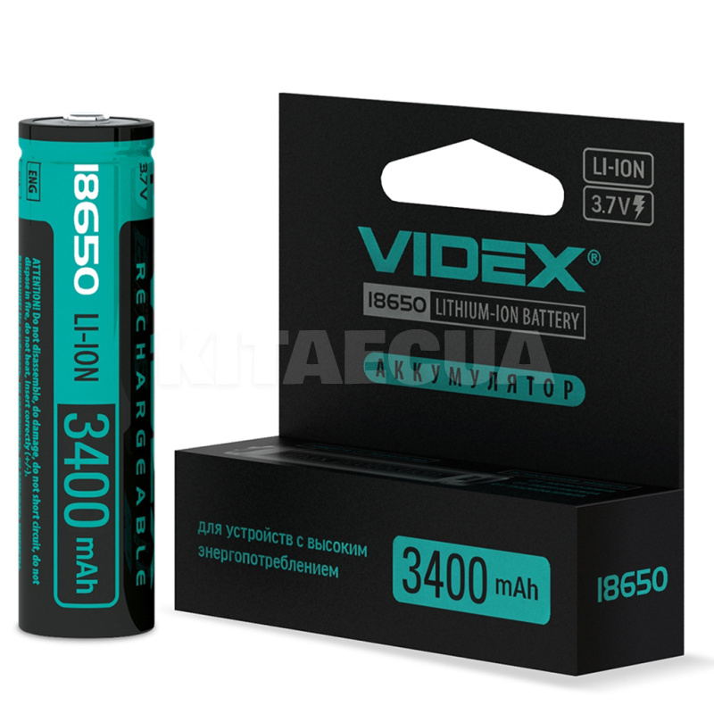 Акумулятор 3400 mAh циліндрична літій-іонна 3,7 У 18650 (1 шт.) VIDEX (18650-P/3400/1CB)