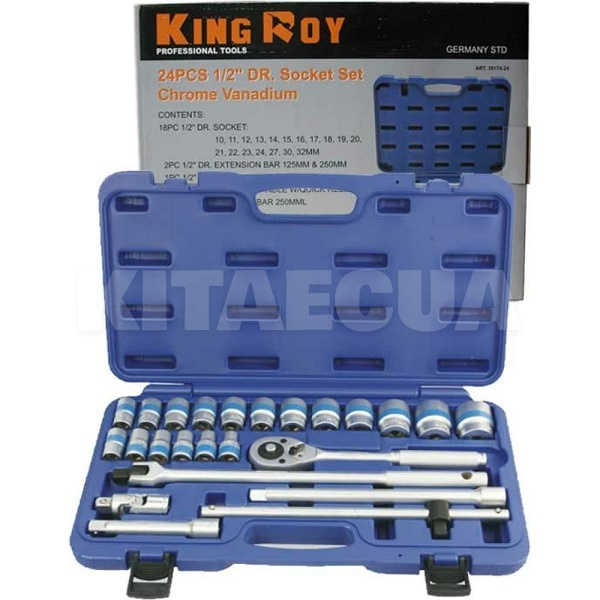 Набор торцевых головок с трещоткой 1/2" 24 предмета King Roy (2963)