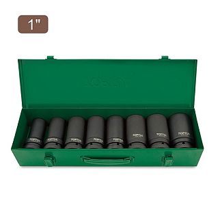 Набор головок ударных длинных 24-41мм 1" 8 предметов TOPTUL