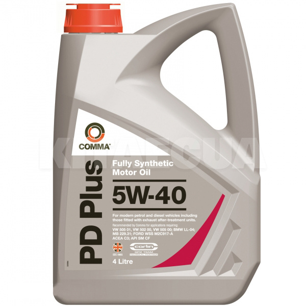 Масло моторное синтетическое 4л 5W-40 PD PLUS COMMA (D0297E)