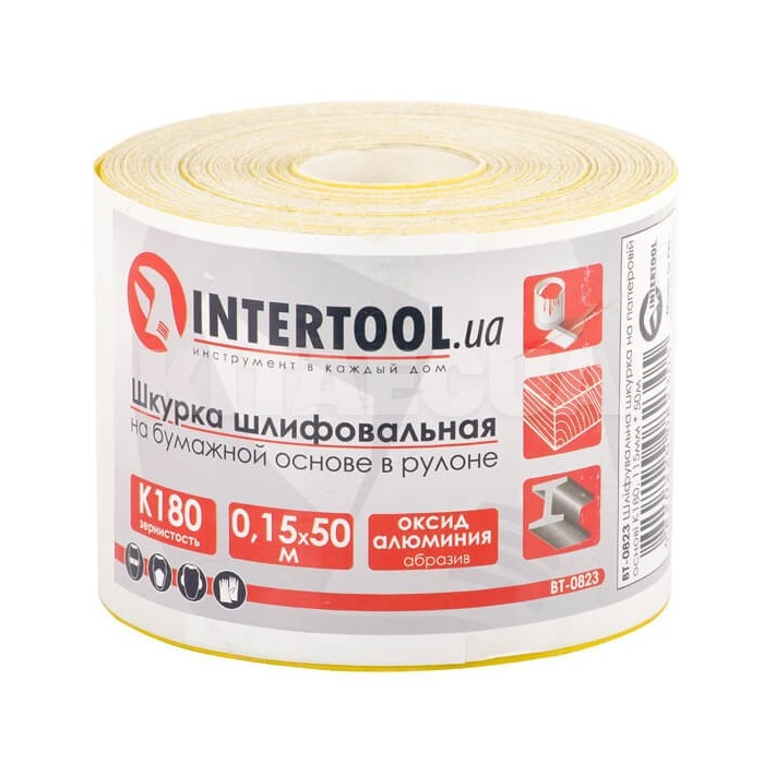 Наждачная бумага 115мм х 50м на бумажной основе К180 Intertool (BT-0823)