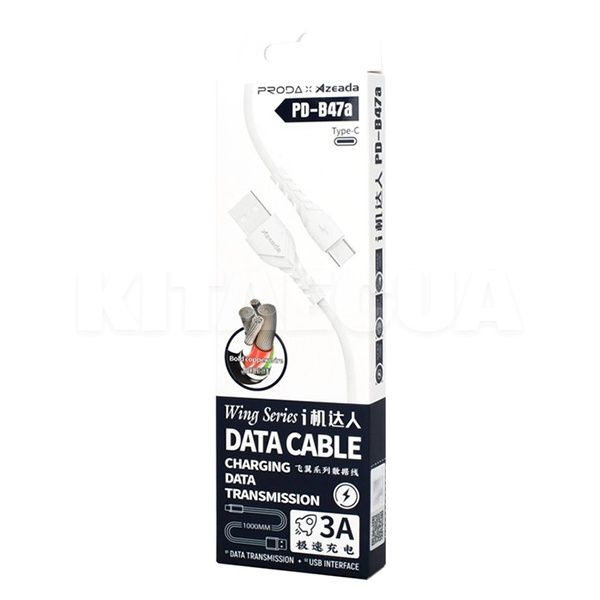 Кабель USB Type-C 3А PD-B47a 1м білий Proda (PD-B47a-WHT) - 2