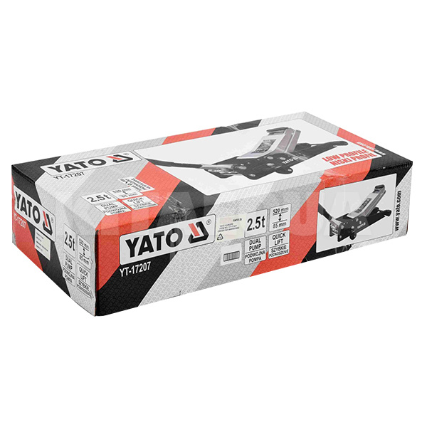 Домкрат гидравлический подкатной до 2.5т (85мм-520мм) YATO (YT-17207) - 2