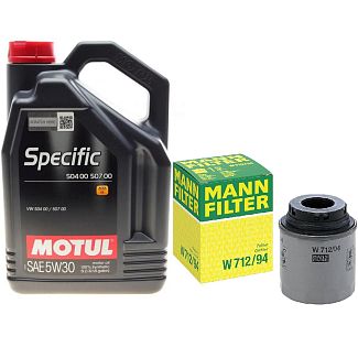 Олія синтетична 5л 5W-30 SPECIFIC + фільтр Mann-Filter на Skoda Fabia II 1.2 TSI MOTUL